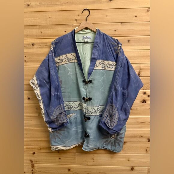 Vintage Dailey Planet Size XL Sun Kimono Style Coin Button Lightweight Jacket - Picture 1 of 12
